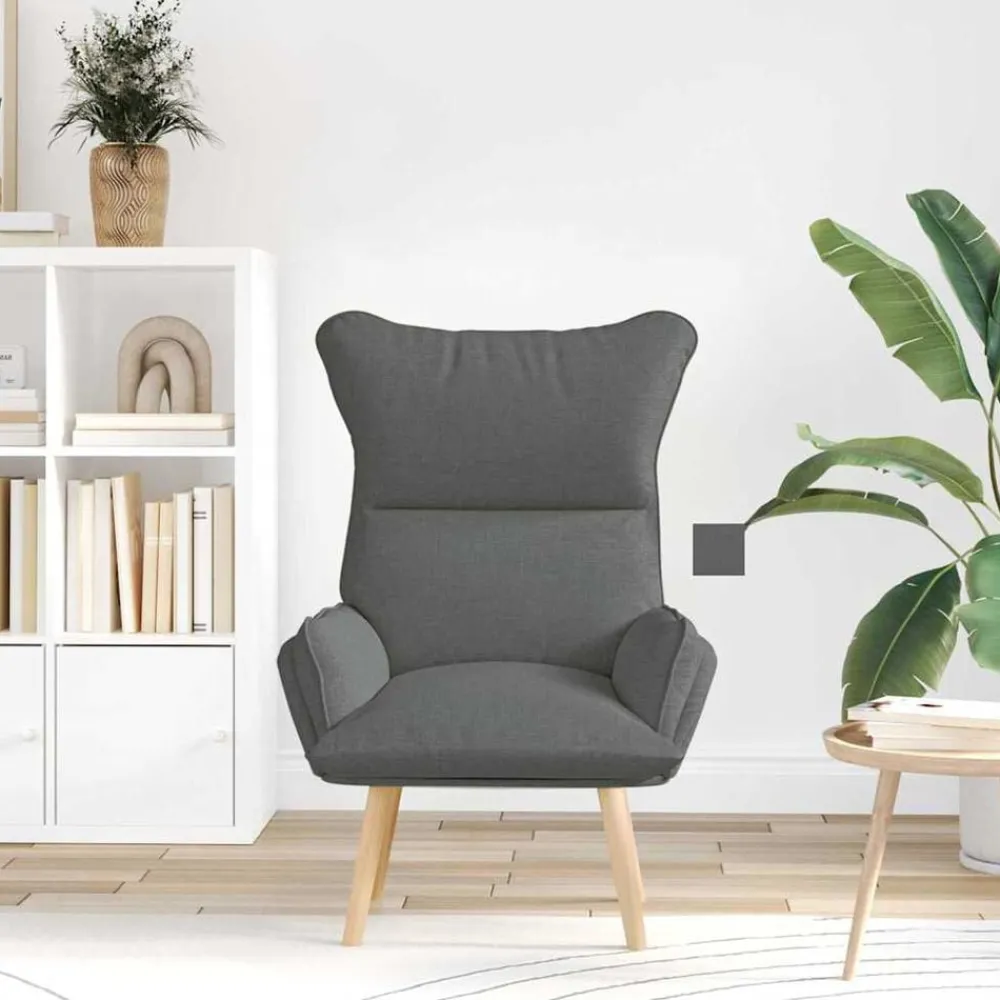 Stoelen*vidaXL Fauteuil 69 x 74 x 93 cm Stof en multiplex Donkergrijs