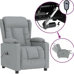 Stoelen*vidaXL Fauteuil elektrisch verstelbaar stof Lichtgrijs