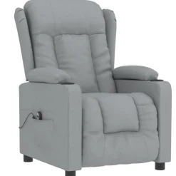 Stoelen*vidaXL Fauteuil elektrisch verstelbaar stof Lichtgrijs