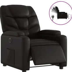 Stoelen*vidaXL Fauteuil elektrisch verstelbaar kunstleer Zwart