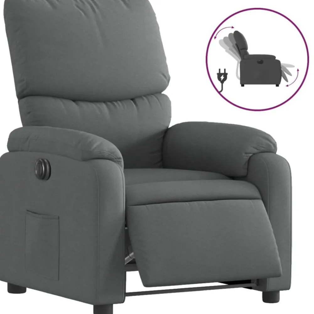 Stoelen*vidaXL Fauteuil elektrisch verstelbaar stof Donkergrijs