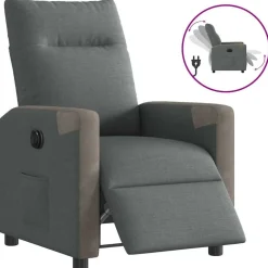 Stoelen*vidaXL Fauteuil elektrisch verstelbaar stof Donkergrijs