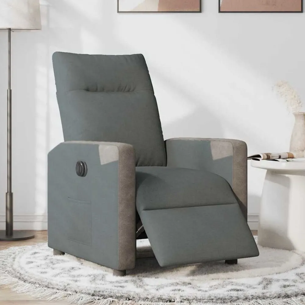 Stoelen*vidaXL Fauteuil elektrisch verstelbaar stof Donkergrijs