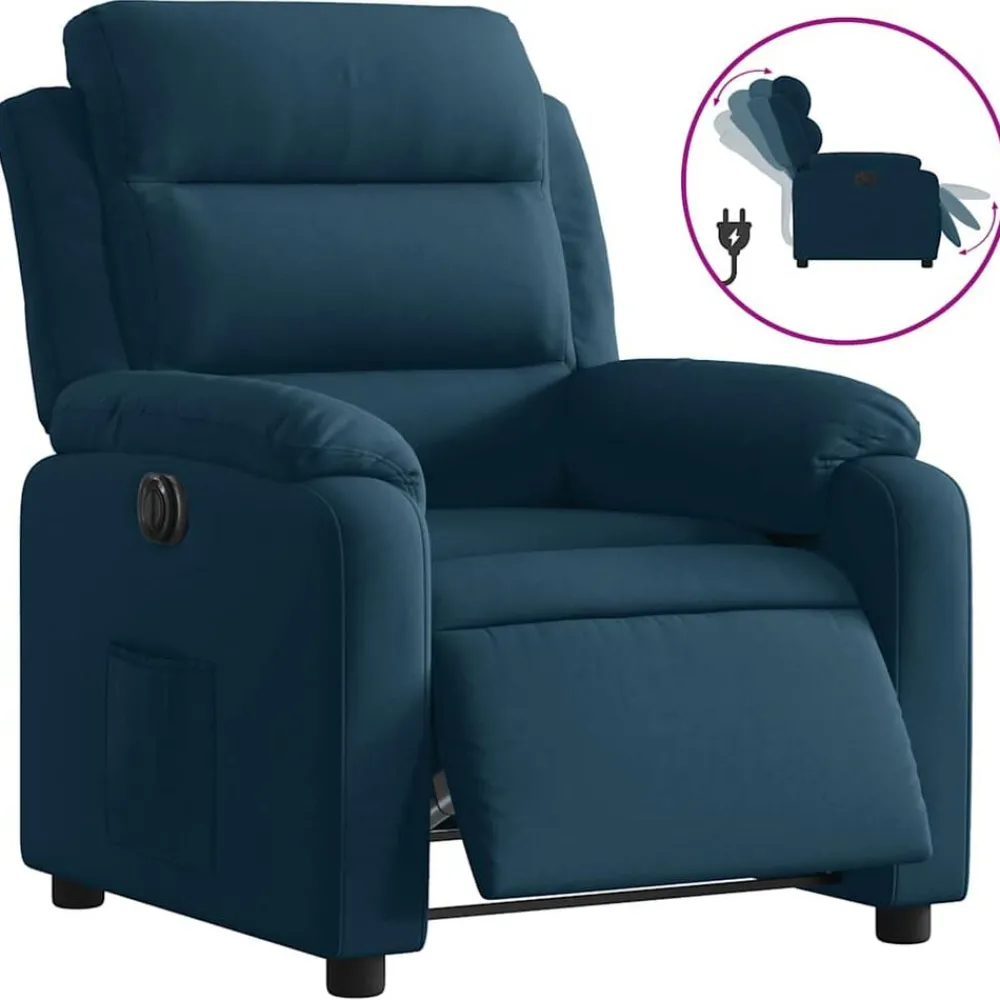 Stoelen*vidaXL Fauteuil elektrisch verstelbaar fluweel Blauw