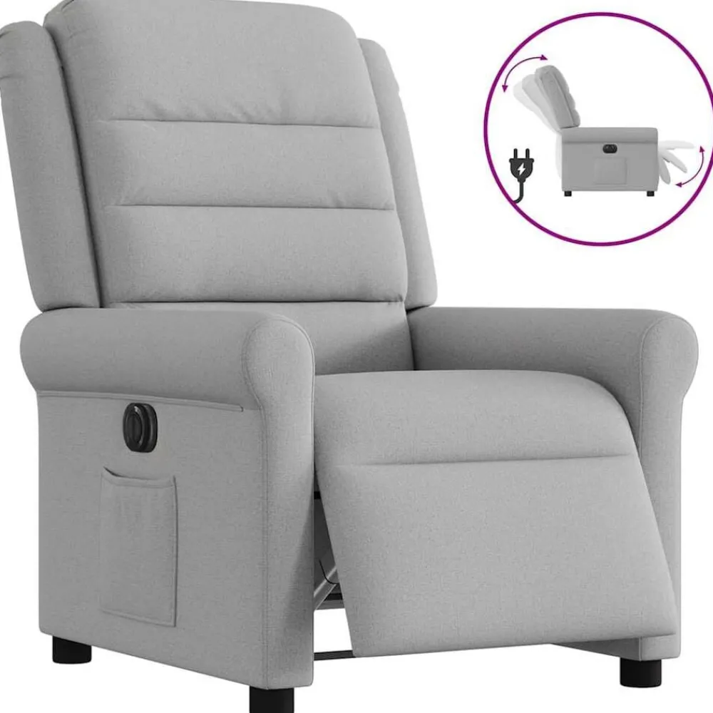 Fauteuil elektrisch verstelbaar stof wolk grijs>vidaXL Best
