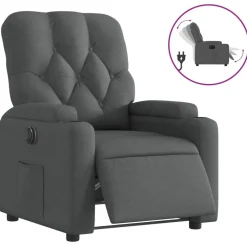 Stoelen*vidaXL Fauteuil elektrisch verstelbaar stof Donkergrijs