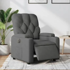 Stoelen*vidaXL Fauteuil elektrisch verstelbaar stof Donkergrijs
