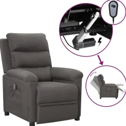 Stoelen*vidaXL Fauteuil elektrisch verstelbaar stof Donkergrijs