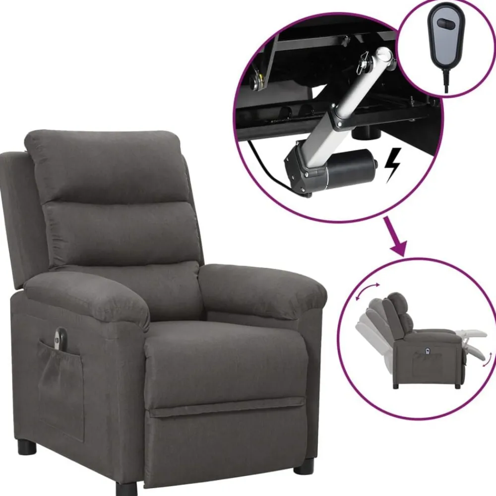 Stoelen*vidaXL Fauteuil elektrisch verstelbaar stof Donkergrijs