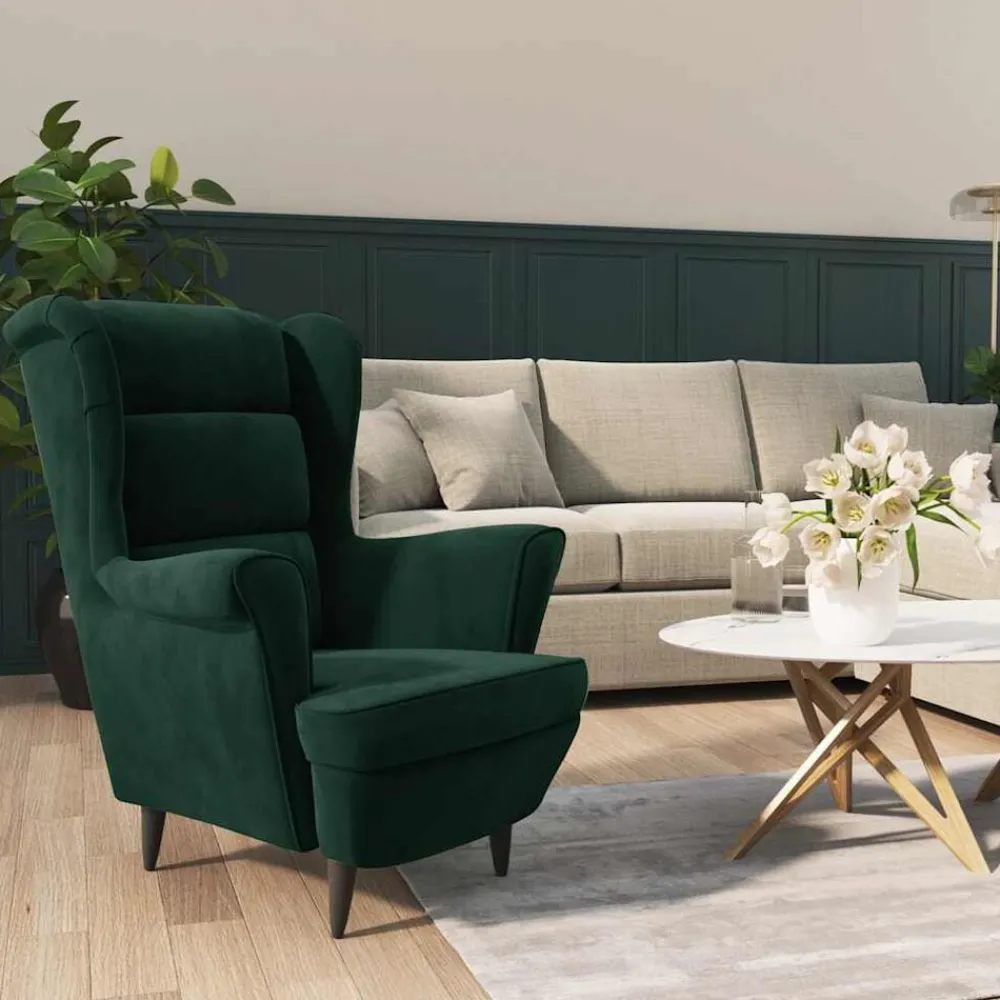 Stoelen*vidaXL Fauteuil fluweel Donkergroen