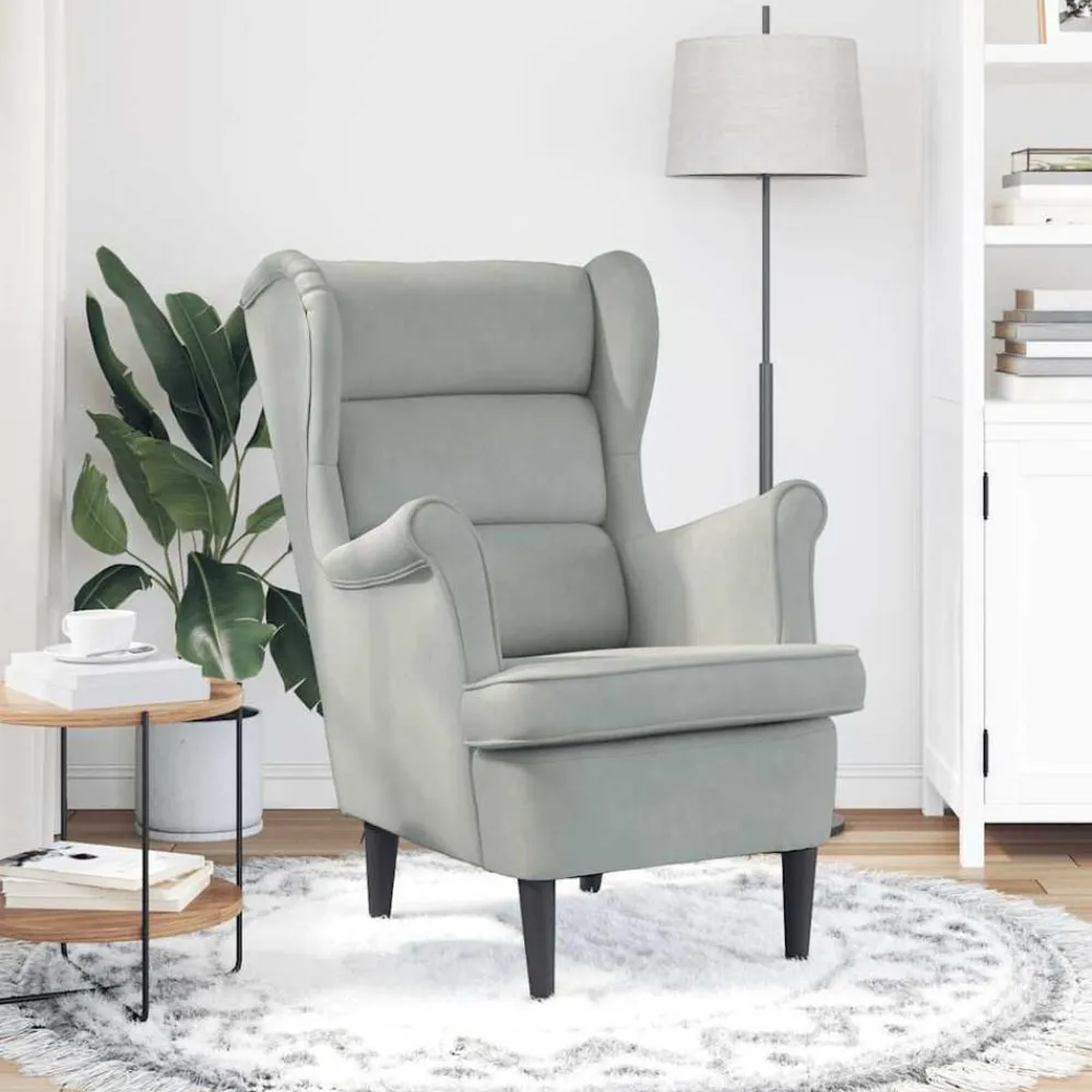 Stoelen*vidaXL Fauteuil fluweel Lichtgrijs