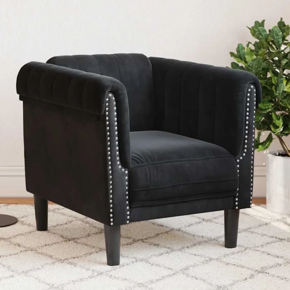 Banken*vidaXL Fauteuil fluweel Zwart
