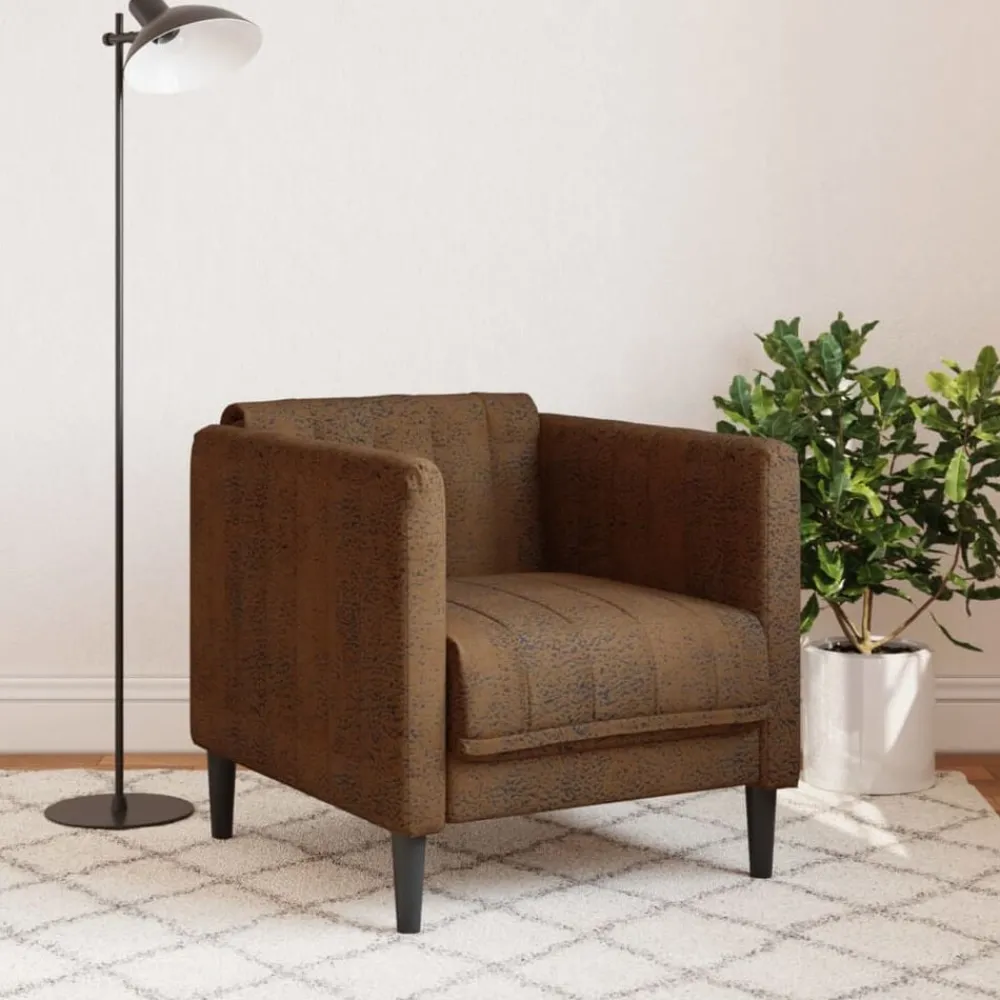 Banken*vidaXL Fauteuil kunstsuède Bruin