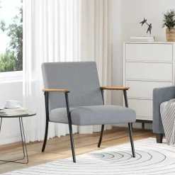 Stoelen*vidaXL Fauteuil Stof Lichtgrijs