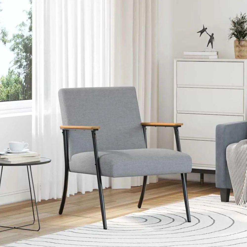 Stoelen*vidaXL Fauteuil Stof Lichtgrijs
