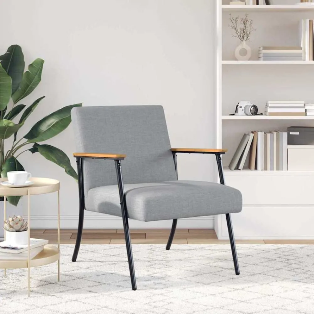 Stoelen*vidaXL Fauteuil Stof Lichtgrijs