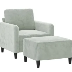 Banken*vidaXL Fauteuil met voetenbank 60 cm fluweel donkergrijs