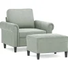 Fauteuil met voetenbank 60 cm fluweel crèmekleurig>vidaXL Sale