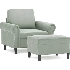Fauteuil met voetenbank 60 cm fluweel crèmekleurig>vidaXL Sale