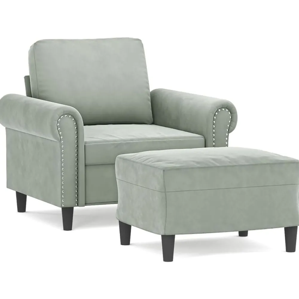 Fauteuil met voetenbank 60 cm fluweel crèmekleurig>vidaXL Sale