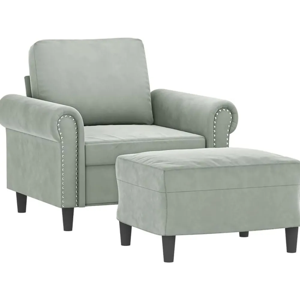Fauteuil met voetenbank 60 cm fluweel crèmekleurig>vidaXL Sale