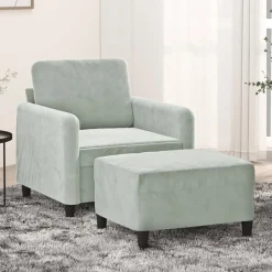 Fauteuil met voetenbank 60 cm fluweel lichtgrijs>vidaXL Online