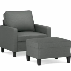 Banken*vidaXL Fauteuil met voetenbank 60 cm stof Donkergrijs