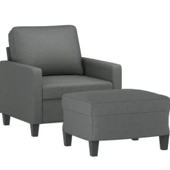 Banken*vidaXL Fauteuil met voetenbank 60 cm stof Donkergrijs