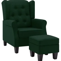 Stoelen*vidaXL Fauteuil met voetenbankje stof Donkergroen