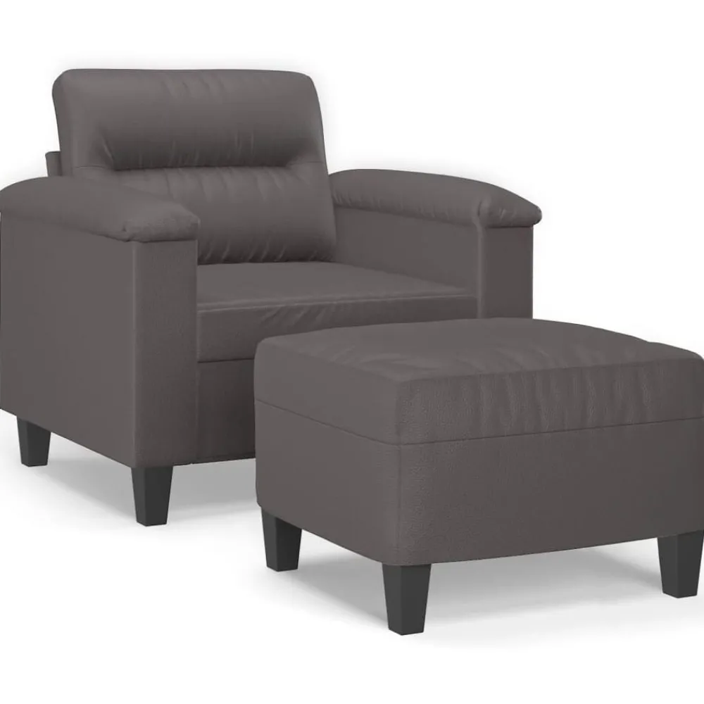 Fauteuil met voetenbank 60 cm kunstleer>vidaXL Discount