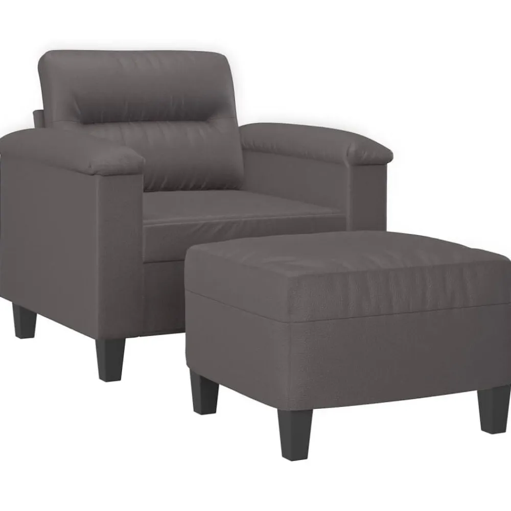 Fauteuil met voetenbank 60 cm kunstleer>vidaXL Discount