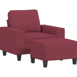 Banken*vidaXL Fauteuil met voetenbank 60 cm stof Wijnrood