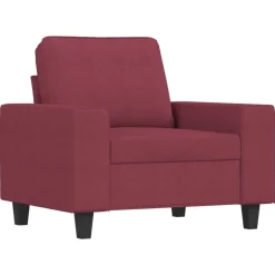 Banken*vidaXL Fauteuil met voetenbank 60 cm stof Wijnrood