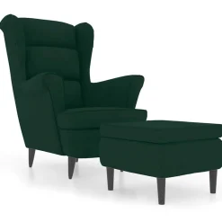 Stoelen*vidaXL Fauteuil met voetenbank fluweel Donkergroen