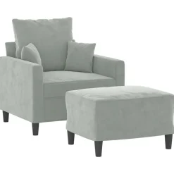 Fauteuil met voetenbank 60 cm fluweel zwart><noscript><img width=