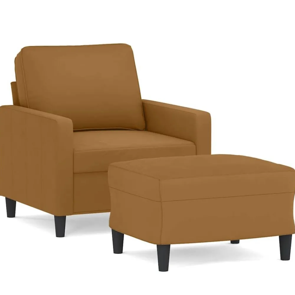 Banken*vidaXL Fauteuil met voetenbank 60 cm fluweel bruin
