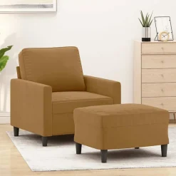 Banken*vidaXL Fauteuil met voetenbank 60 cm fluweel bruin