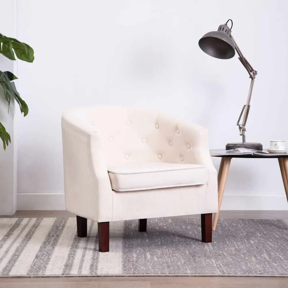 Stoelen*vidaXL Fauteuil stof Beige