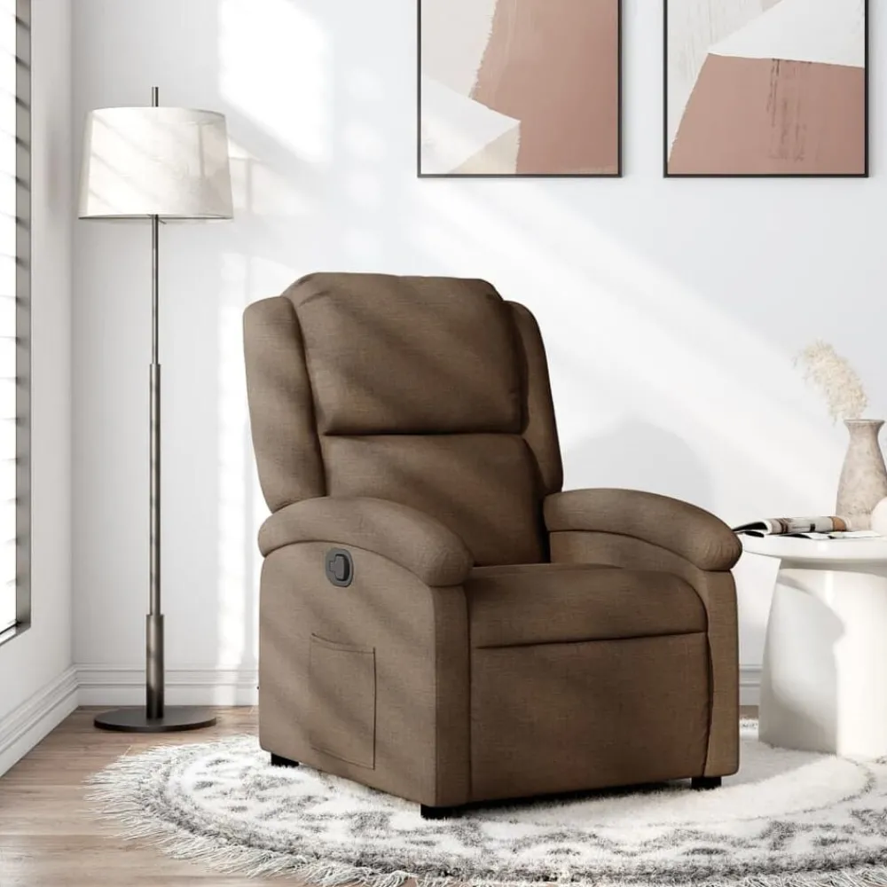 Stoelen*vidaXL Fauteuil verstelbaar stof Bruin
