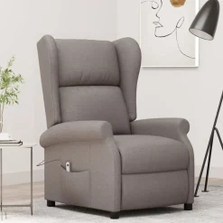 Stoelen*vidaXL Fauteuil verstelbaar elektrisch stof Taupe