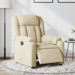 Fauteuil verstelbaar elektrisch stof crèmekleurig>vidaXL New