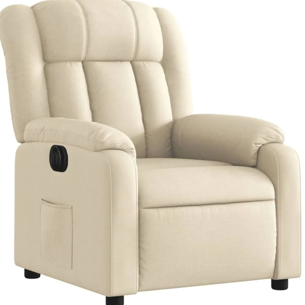 Fauteuil verstelbaar elektrisch stof crèmekleurig>vidaXL New