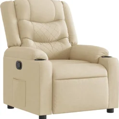 Fauteuil verstelbaar stof crèmekleurig>vidaXL Online