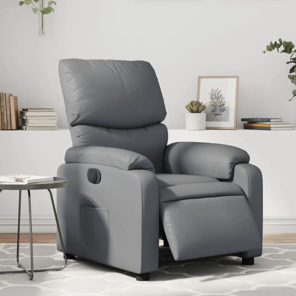Stoelen*vidaXL Fauteuil verstelbaar elektrisch kunstleer Grijs