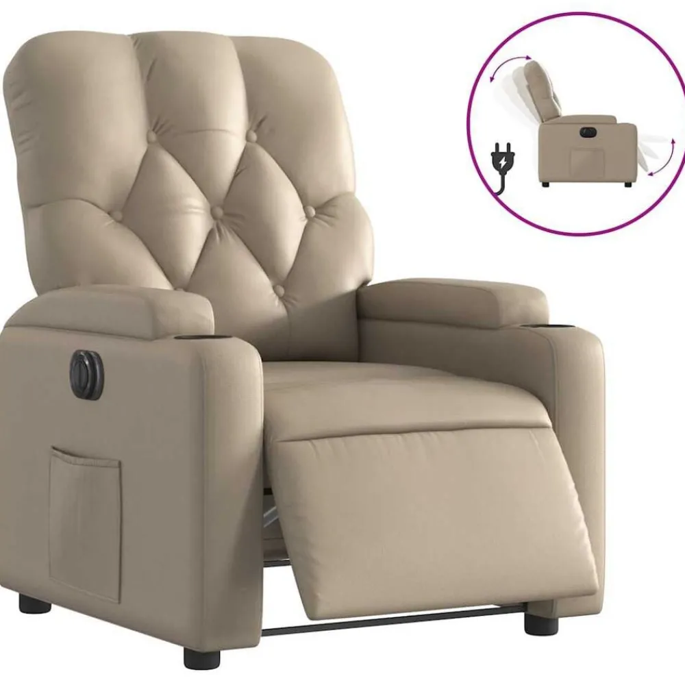 Stoelen*vidaXL Fauteuil verstelbaar elektrisch kunstleer kleurig Cappuccino