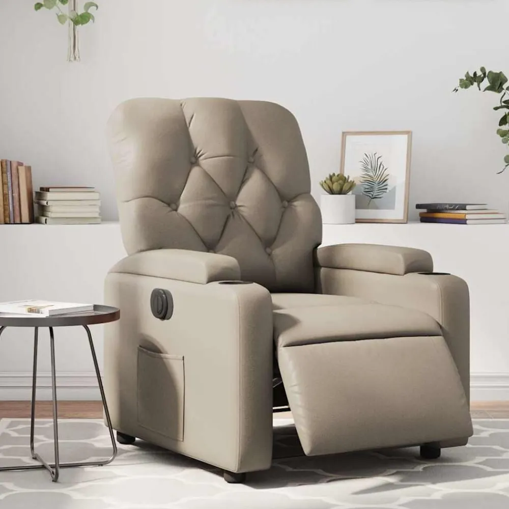 Stoelen*vidaXL Fauteuil verstelbaar elektrisch kunstleer kleurig Cappuccino