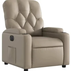 Stoelen*vidaXL Fauteuil verstelbaar elektrisch kunstleer kleurig Cappuccino