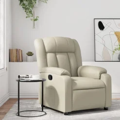 Fauteuil verstelbaar kunstleer crèmekleurig>vidaXL New