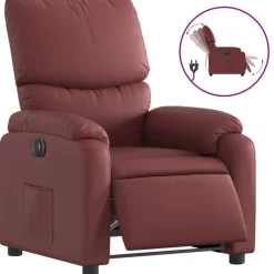 Stoelen*vidaXL Fauteuil verstelbaar elektrisch kunstleer Wijnrood