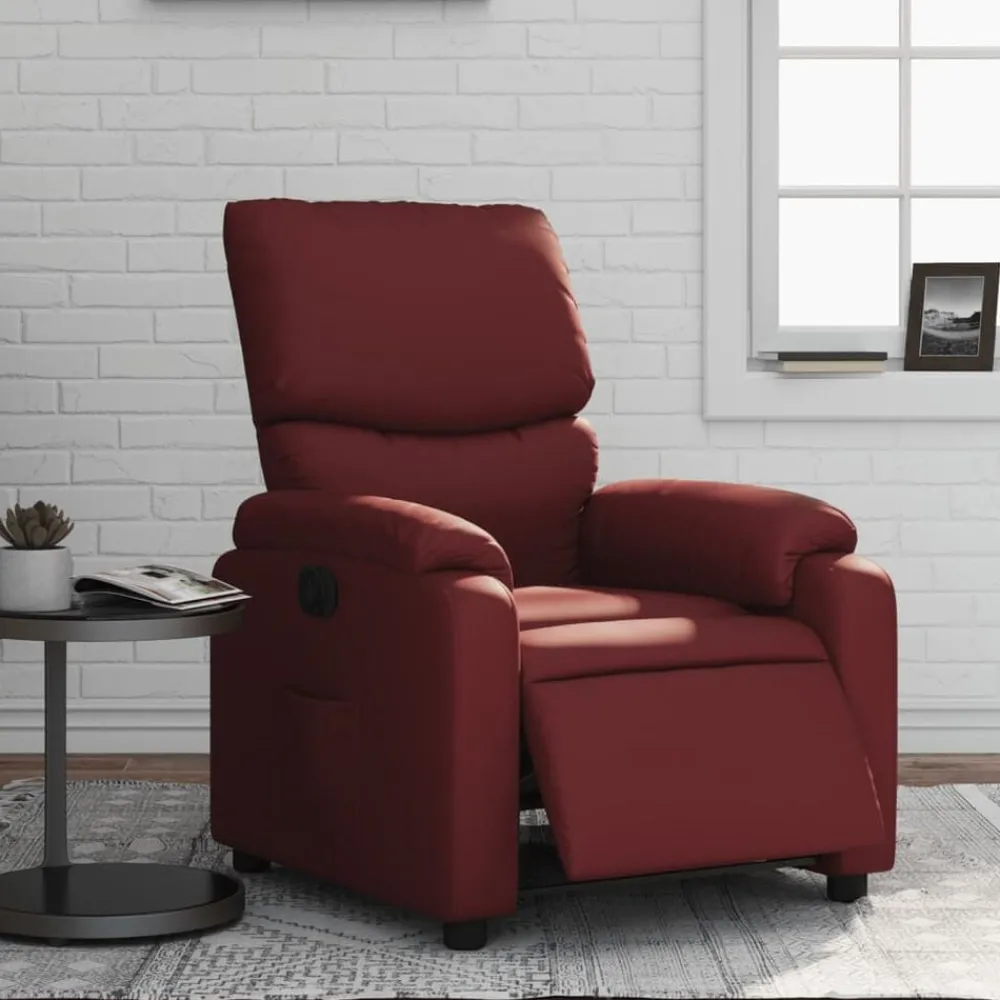 Stoelen*vidaXL Fauteuil verstelbaar elektrisch kunstleer Wijnrood